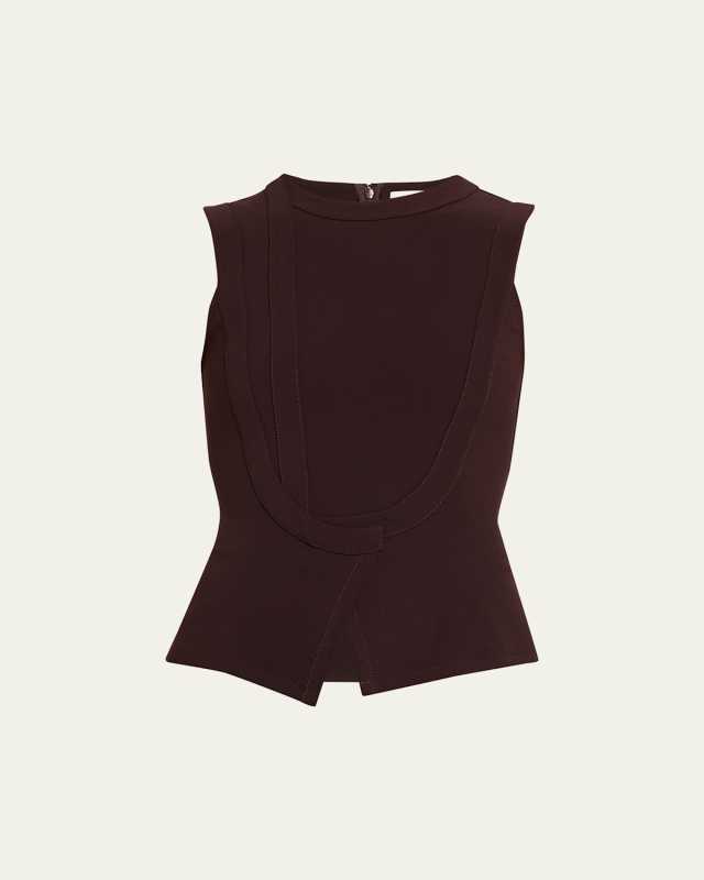 Sleeveless Seamed Waistcoat Top